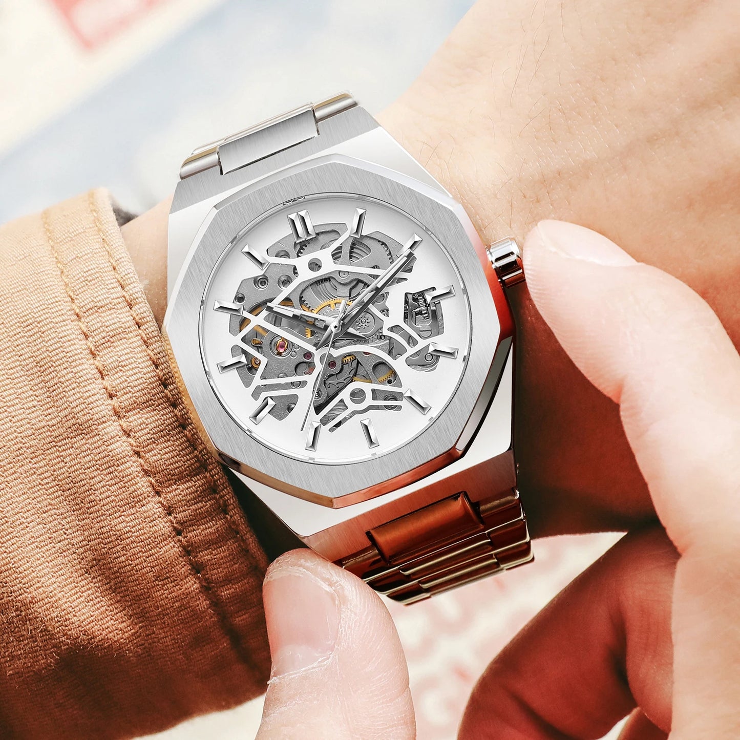 Men Mechanical Skeleton Watch