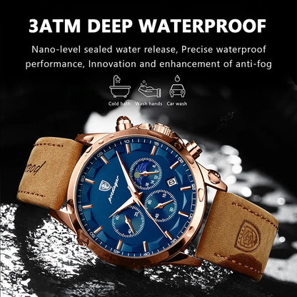 Waterproof Moon Phase Quartz Wristwatch